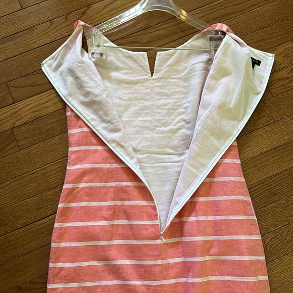 Talbots Coral Striped Linen Blend Shift Dress Pockets 2 - Picture 11 of 15
